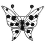 Broche Vlinder met Zwarte Strass-0