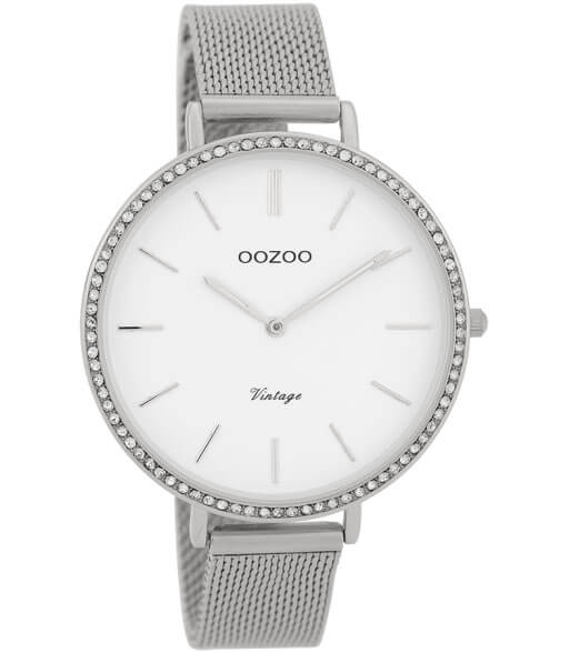 sessie Aas domesticeren OOZOO Timepieces Horloge Vintage Zilver/Wit | C9395 | Shop Online
