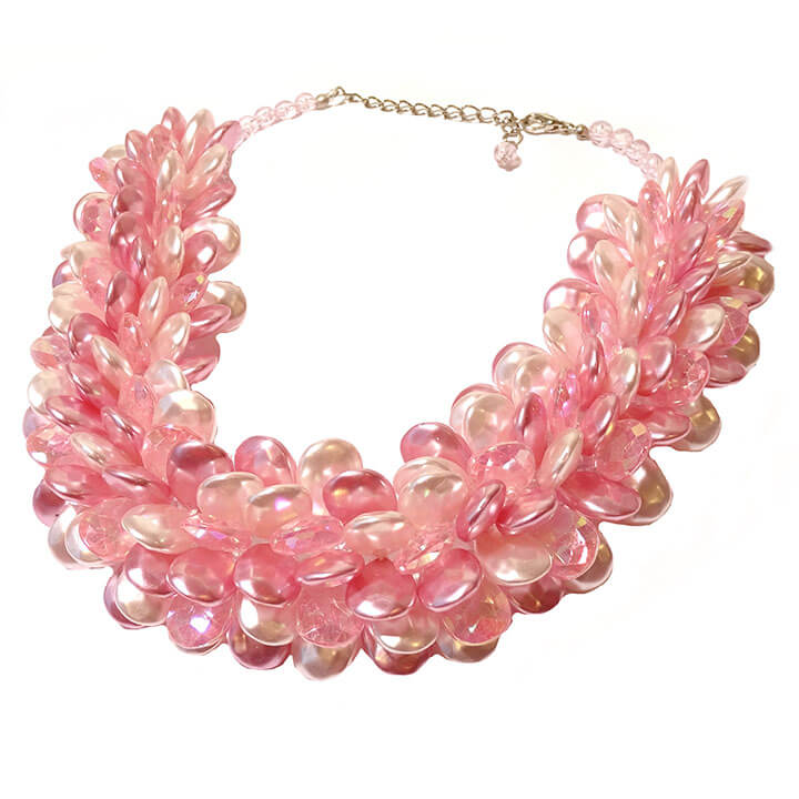 Statement Ketting Multiparel Druppel Collier Roze