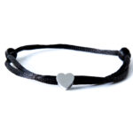 Caviar Collection Armband / Enkelbandje Neon Black X Heart Silver