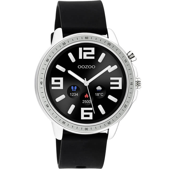 OOZOO Smartwatch Rubber Zwart/Zilver | Q00300 | Shop Online
