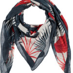 Sarlini Vierkante Sjaal Leaves Blauw/Rood