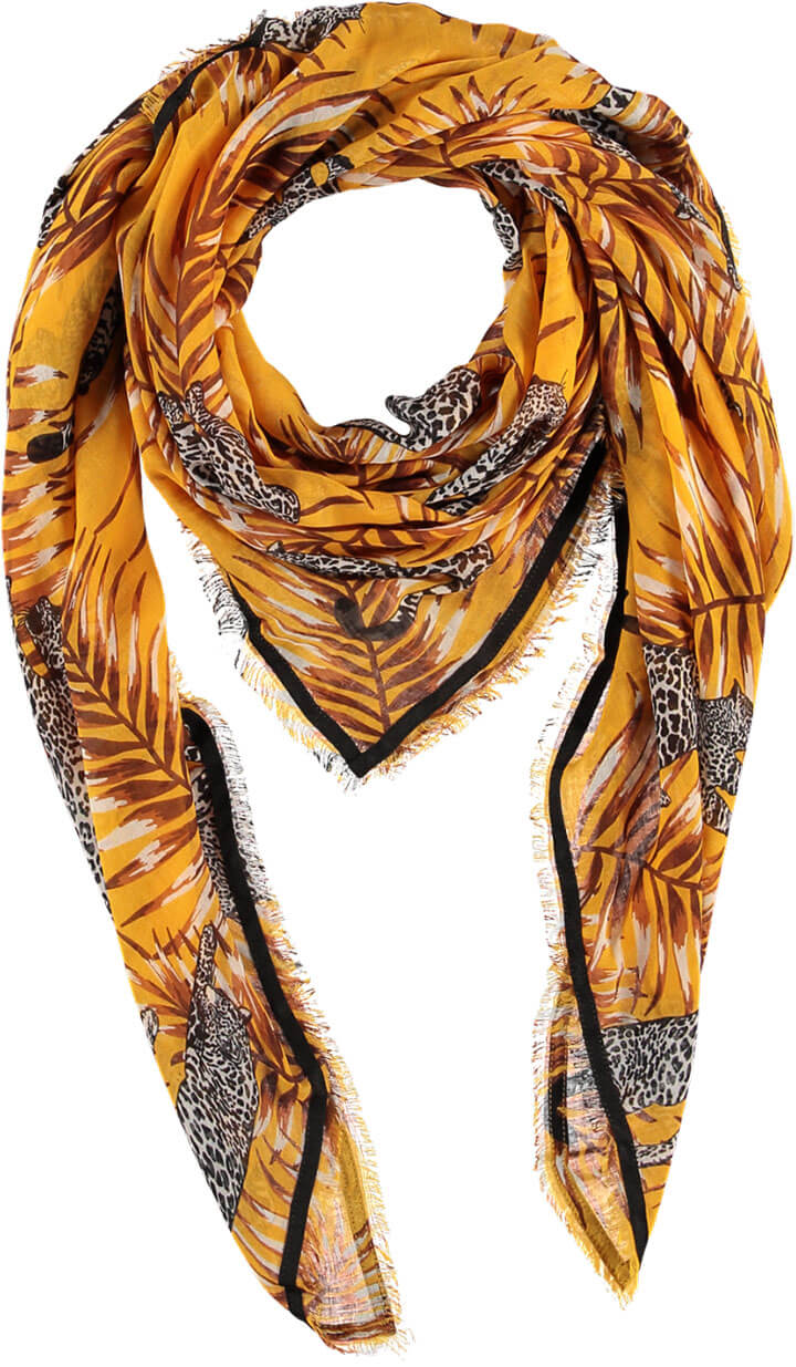 Sarlini Vierkante Sjaal Leopard Geel