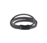 AZE Jewels Armband Iron Three String Brown-on-Black | Maat L