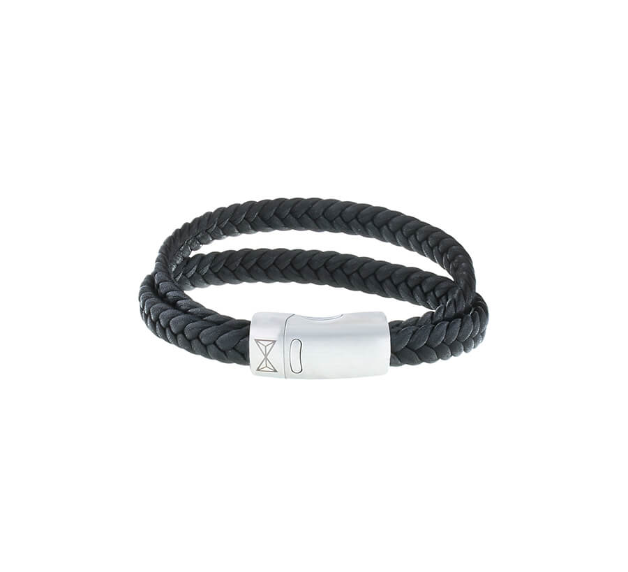 AZE Jewels Armband Double Flat String Black | Maat L