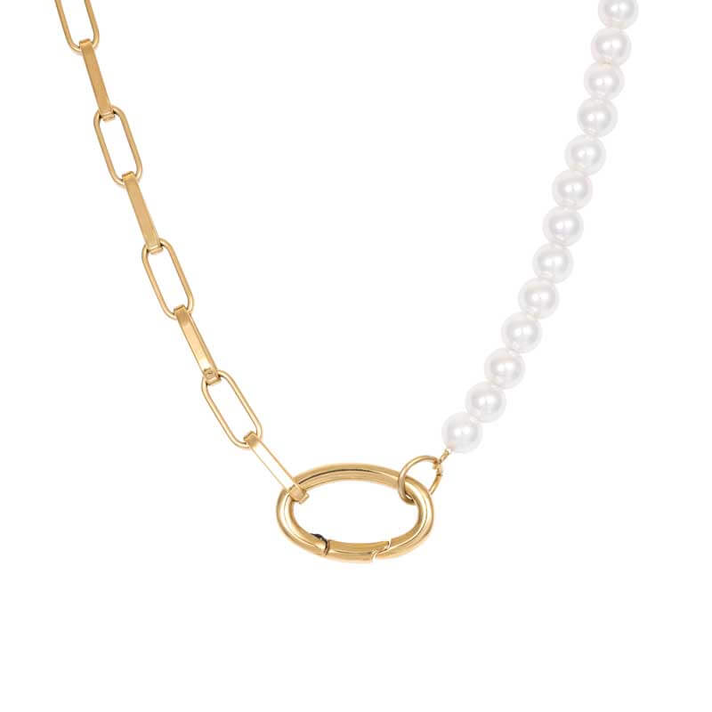 iXXXi Schakel Ketting Square Chain Pearl Goud