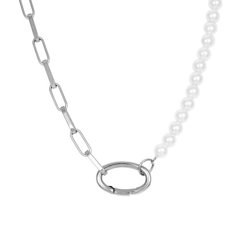 iXXXi Schakel Ketting Square Chain Pearl Zilver