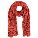 Sarlini Langwerpige Woven Plisse Sjaal Oranje
