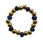 Flow Jewels Ring met Blauwe Kraaltjes Raja Goud