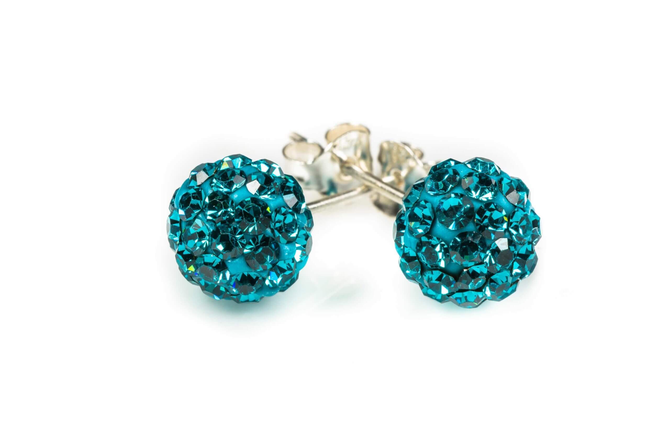 Karma Oorbellen Crystal Ball Turquoise Zilver | 4 mm