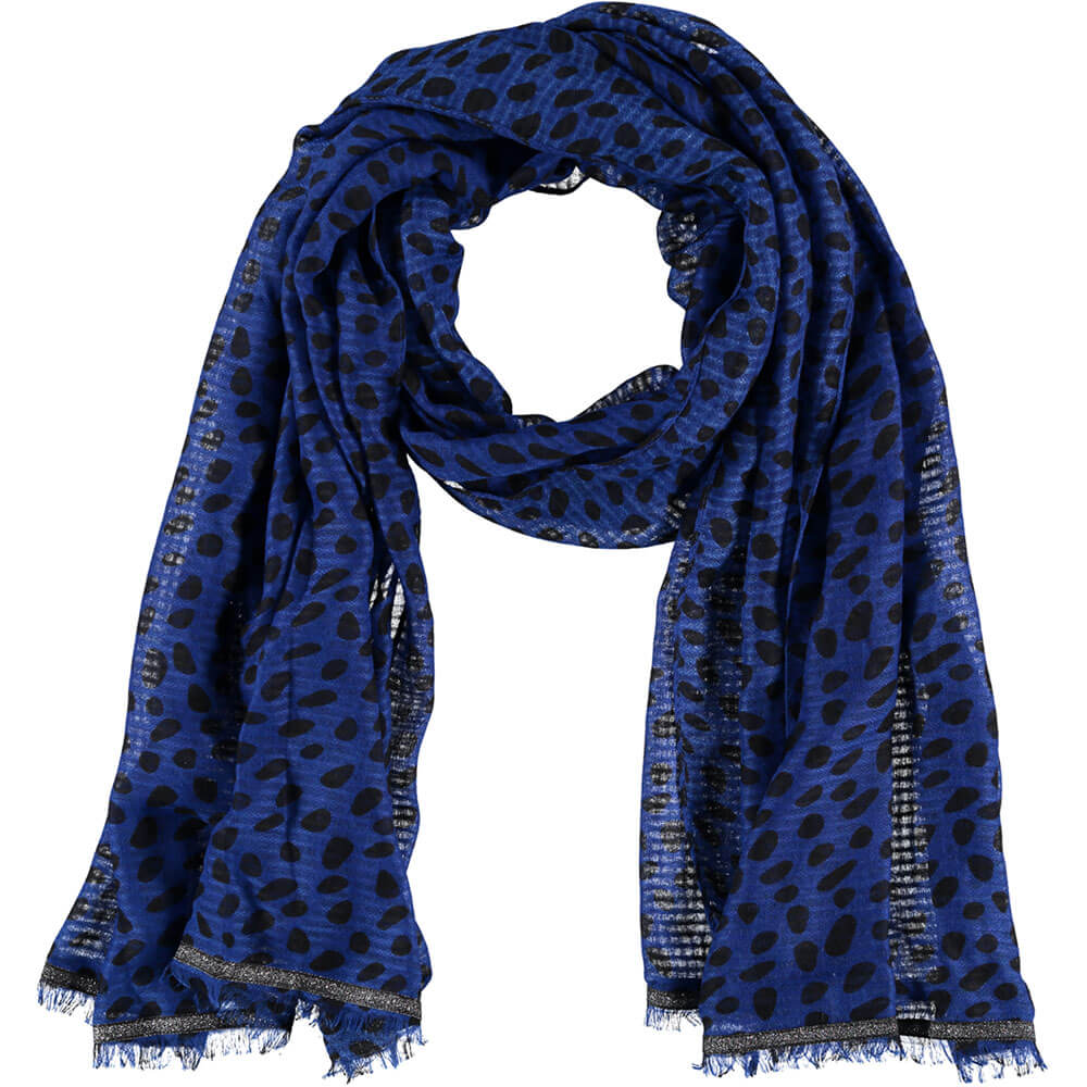 Sarlini Langwerpige Sjaal Dots Kobalt Blauw Zwart
