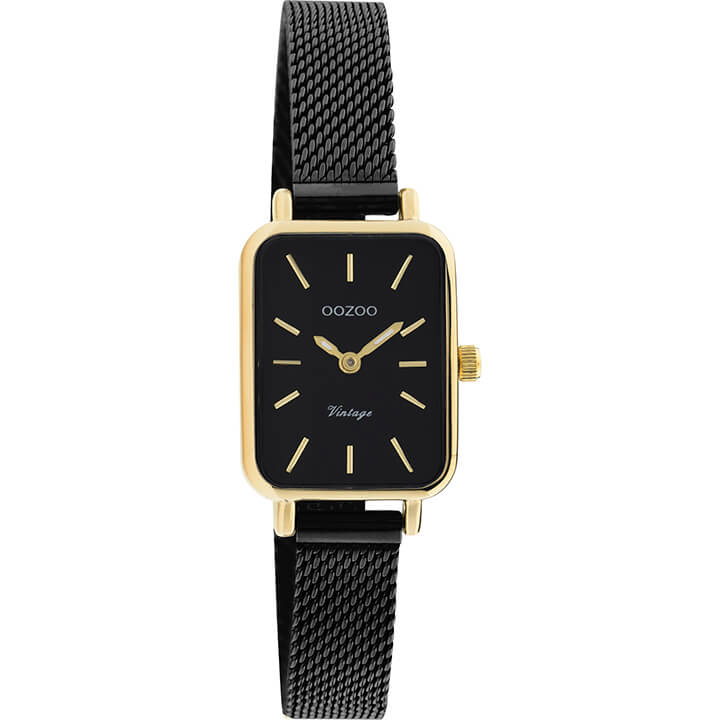 OOZOO Timepieces Horloge Vintage Zwart Goud | C20269