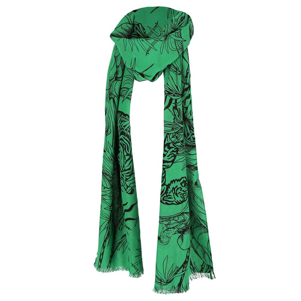 Sarlini Langwerpige Sjaal Leaves Groen