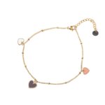 Go Dutch Label Enkelbandje met Hartjes Multi Goud