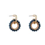Day&Eve Oorbellen Small Beads Blue Circle Goud
