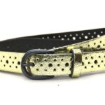 Timbelt Leren Gaatjes Riem Goud