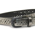 Timbelt Leren Gaatjes Riem Platina Zilver