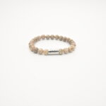 JOSH Heren Armband met Natuursteen Taupe | 09313-BRA