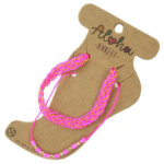 Aloha Set van 2 Enkelbandjes Fuchsia / Goud