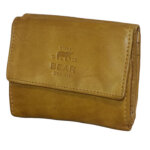 Bear Design Compacte Portemonnee met Overslag Cow Lavato Oker Geel