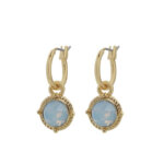 Biba Hang Oorbellen Goud met Swarovski Steentje Air Blue Opal