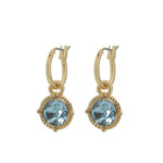 Biba Hang Oorbellen Goud met Swarovski Steentje Aquamarine