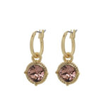 Biba Hang Oorbellen Goud met Swarovski Steentje Blush Rose