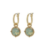 Biba Hang Oorbellen Goud met Swarovski Steentje Chrys. Opal