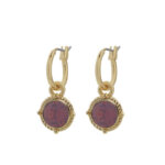 Biba Hang Oorbellen Goud met Swarovski Steentje Cyclamen Opal