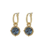 Biba Hang Oorbellen Goud met Swarovski Steentje Denim Blue