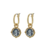 Biba Hang Oorbellen Goud met Swarovski Steentje Ind. Sapphire