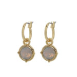 Biba Hang Oorbellen Goud met Swarovski Steentje Lt. Grey Opal