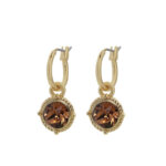 Biba Hang Oorbellen Goud met Swarovski Steentje Lt. Sm. Topaz