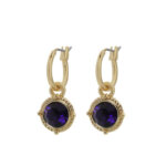 Biba Hang Oorbellen Goud met Swarovski Steentje Purple Velvet