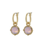 Biba Hang Oorbellen Goud met Swarovski Steentje Rose W. Opal