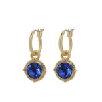 Biba Hang Oorbellen Goud met Swarovski Steentje Sapphire