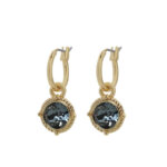Biba Hang Oorbellen Goud met Swarovski Steentje Silver Night