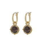 Biba Hang Oorbellen Goud met Swarovski Steentje Sm. Quartz