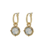 Biba Hang Oorbellen Goud met Swarovski Steentje Wh. Opal