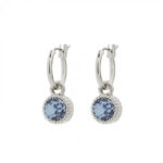 Biba Hang Oorbellen Zilver met Swarovski Steentje Lt. Sapphire