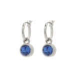 Biba Hang Oorbellen Zilver met Swarovski Steentje Sapphire