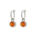 Biba Hang Oorbellen Zilver met Swarovski Steentje Tangerine