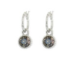 Biba Hang Oorbellen Zilver met Swarovski Steentje Black Patina