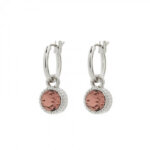 Biba Hang Oorbellen Zilver met Swarovski Steentje Blush Rose
