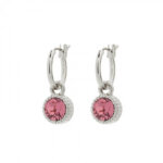 Biba Hang Oorbellen Zilver met Swarovski Steentje Rose