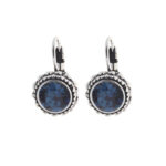 Biba Hang Oorbellen met Klaphaak en Swarovski Steentje Denim Blue