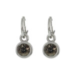 Biba Hang Oorbellen met Swarovski Steentje Black Patina