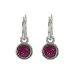 Biba Hang Oorbellen met Swarovski Steentje Fuchsia