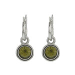 Biba Hang Oorbellen met Swarovski Steentje Khaki