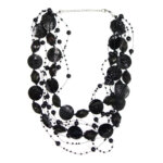 Draad Ketting Parel met Schelp Zwart